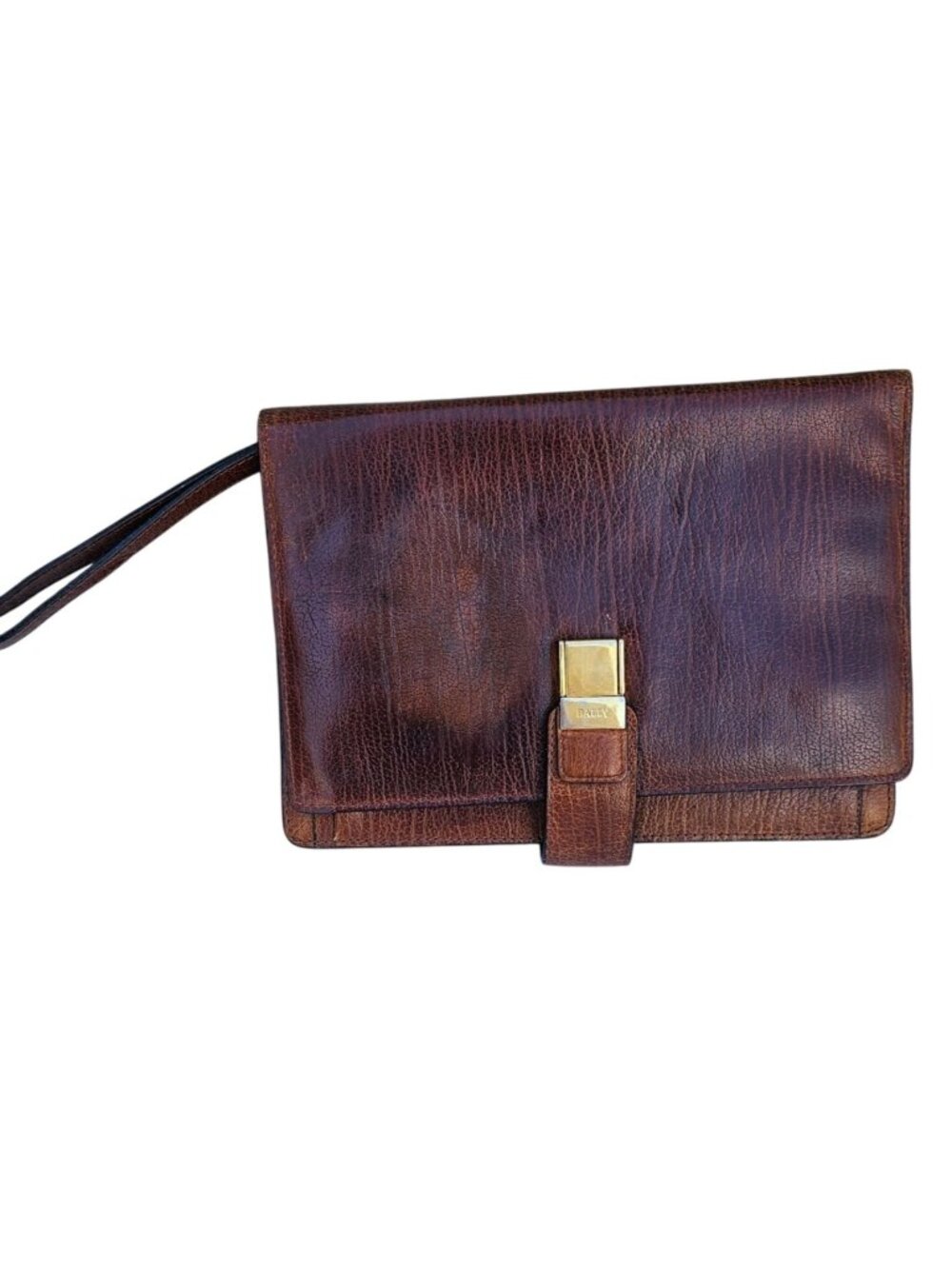 Vintage 1970s Bally Leather Handbag Purse Clutch Brown
